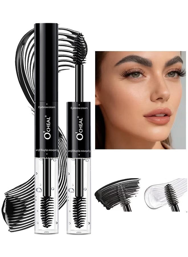 OCHEAL Double Head Styling Stereo Plastic EyeBrow, Waterproof, SmudgeProof Brow Glue with Brush, Quick-Drying, 24HR Brows Makeup for Natural Full Brows, 3D Eyebrow Mascara for Women (#03 Black) - Image 1